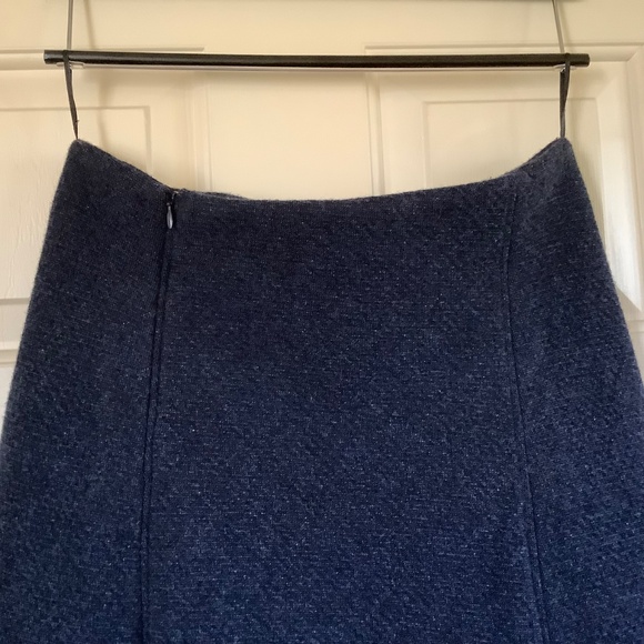 ZARA Wool Blend Textured Midi Skirt Navy SZ S. - Picture 9 of 16